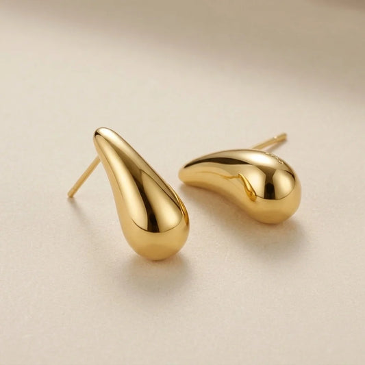Golden Teardrop Studs Earrings Jewelry