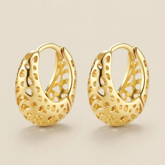 Honeycomb Dream Hoops Earrings Gold