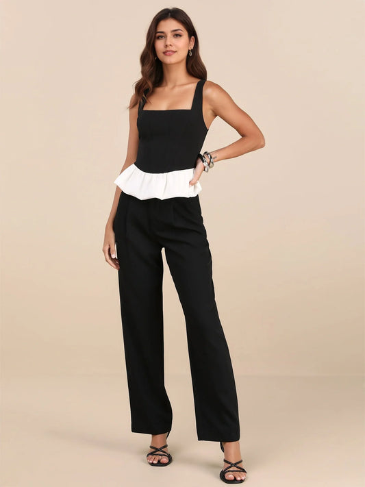Peplum Black Top with Elegant Silhouette for Effortless Style and Versatile Wear