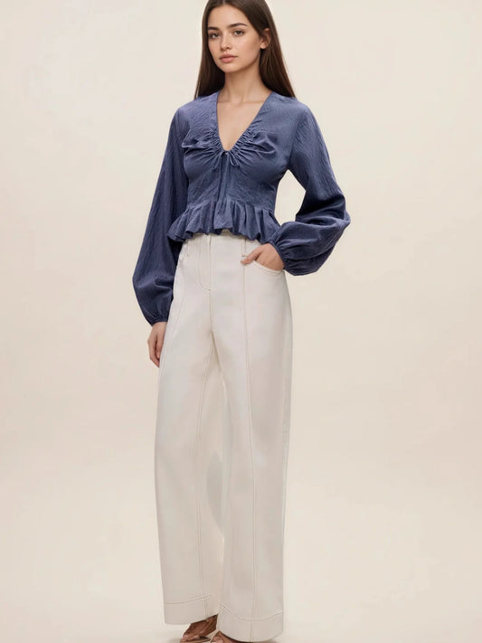 Premium Stretch Peplum Blouse for Effortless Style and Comfort