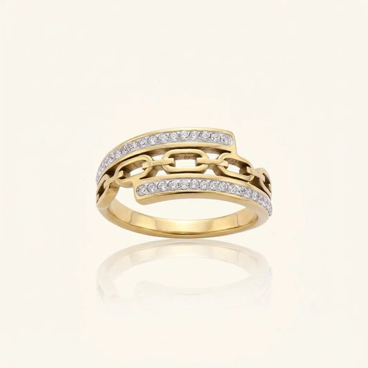 Chain Link Crystal Ring