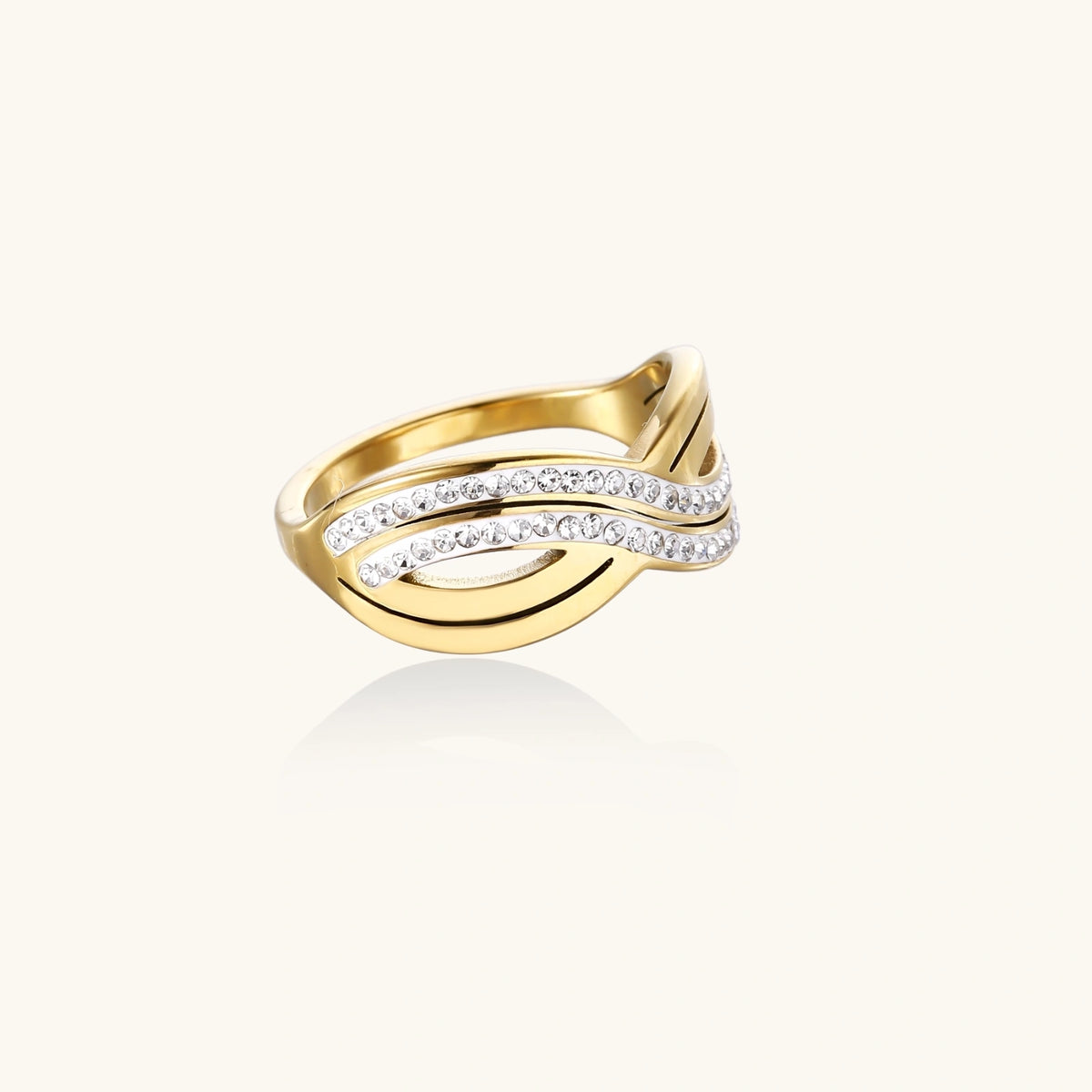 Golden Wave Flow Ring