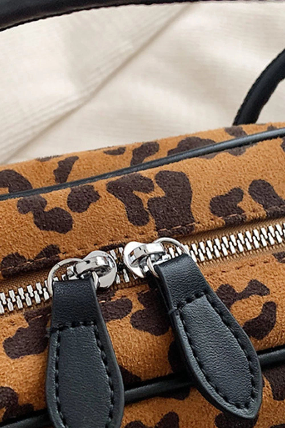 Fierce Leopard Suede Medium Shoulder Bag