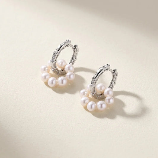 Pearl Cluster Huggie Hoops