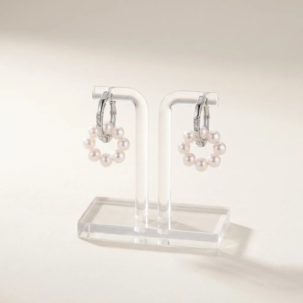 Pearl Cluster Huggie Hoops
