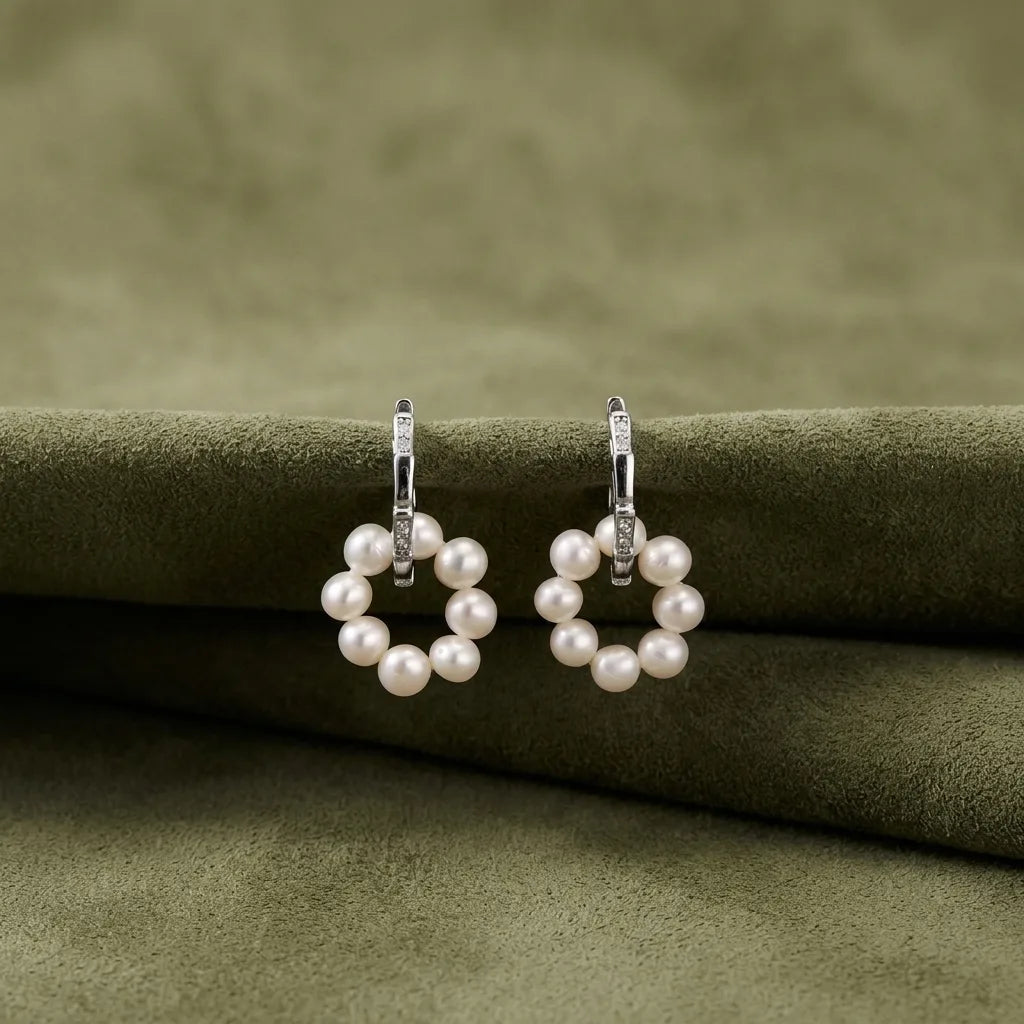 Pearl Cluster Huggie Hoops