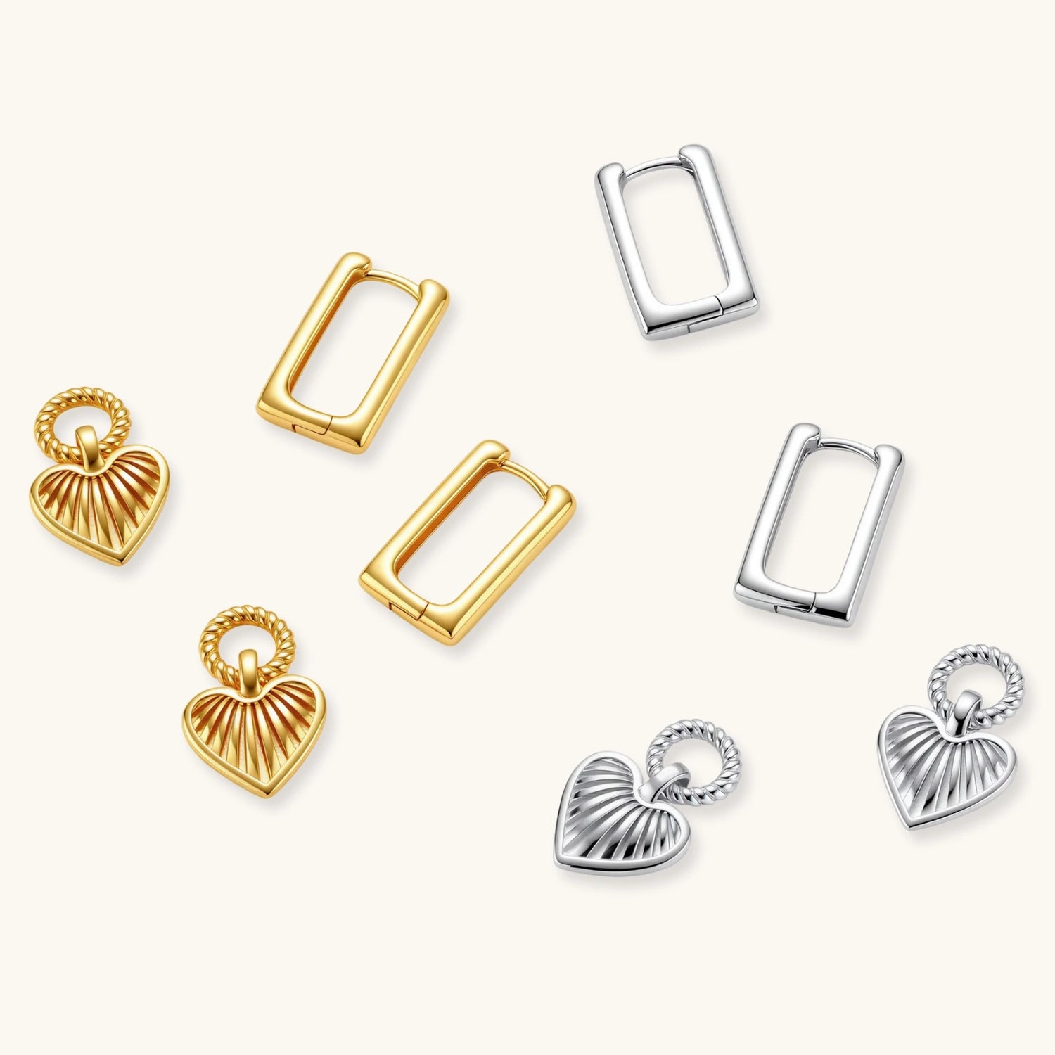 Sunburst Heart Huggie Earrings