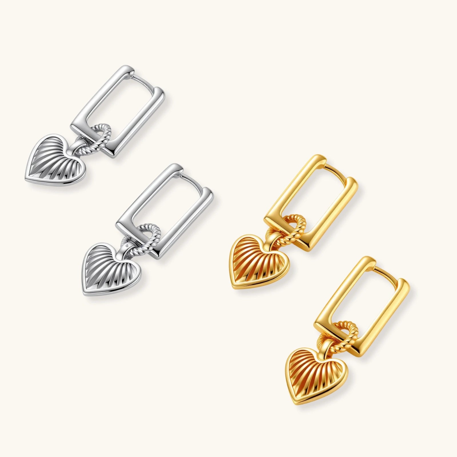 Sunburst Heart Huggie Earrings