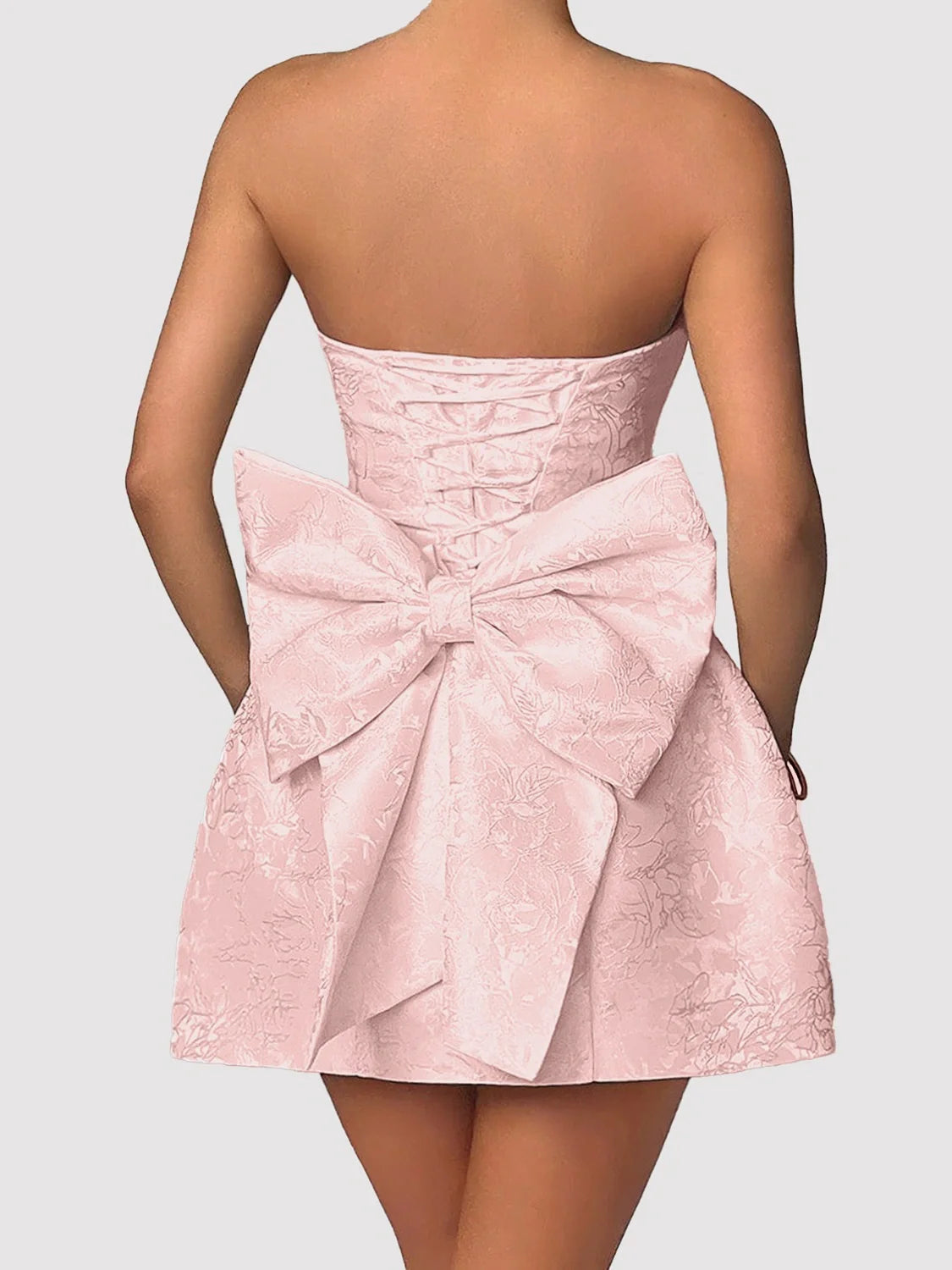 Beautiful Bow Blush Pink Lace-Up Dress