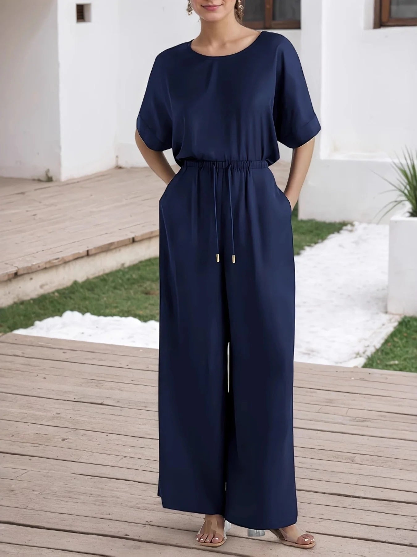 Casual Navy Blue Women's Set