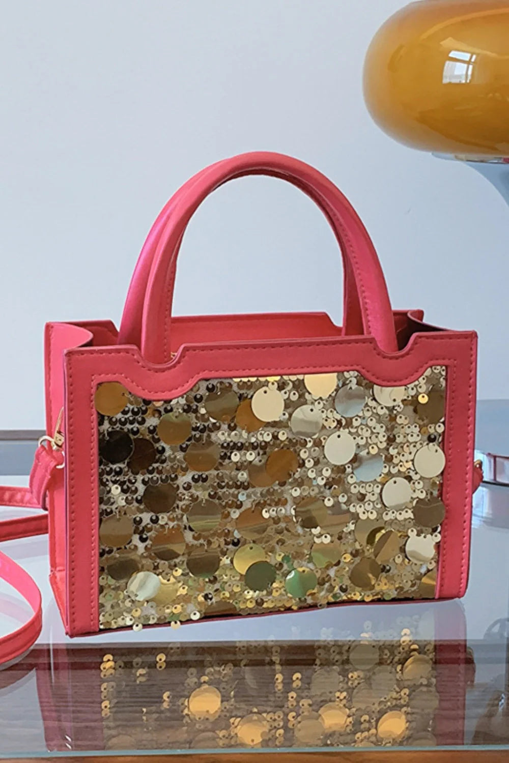 Dazzling PU Leather Sequin Handbag Shimmers