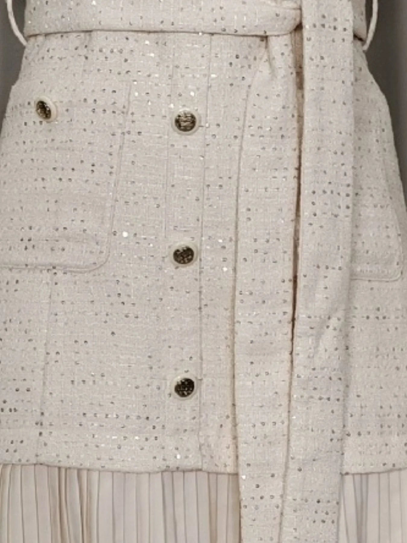 Elegant Ivory Pleated Dress