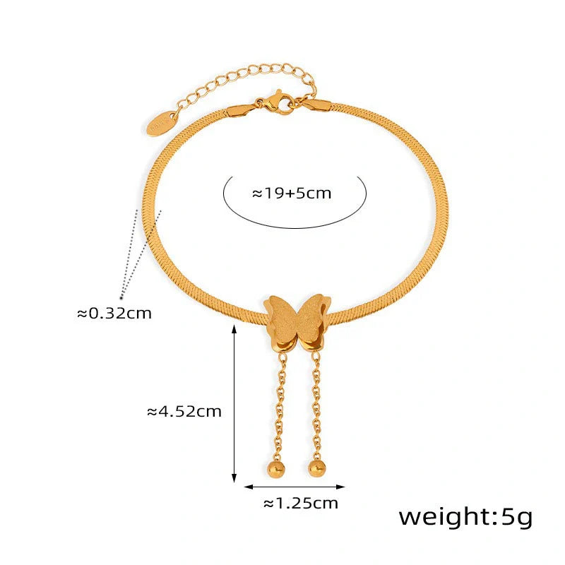 Gold exquisite and noble butterfly design beach style anklet