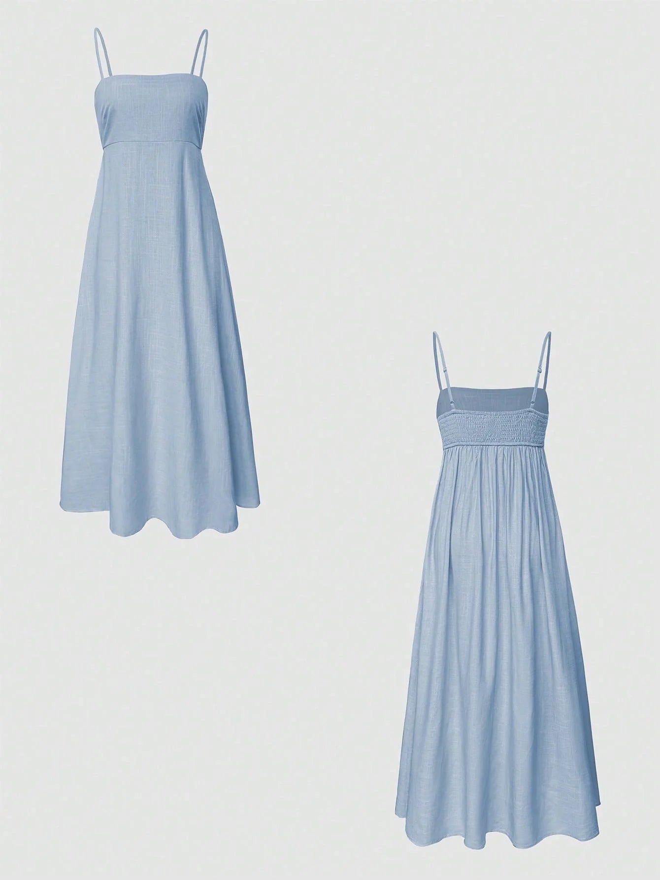 Luxe Light Blue Viscose Linen Blend Dress