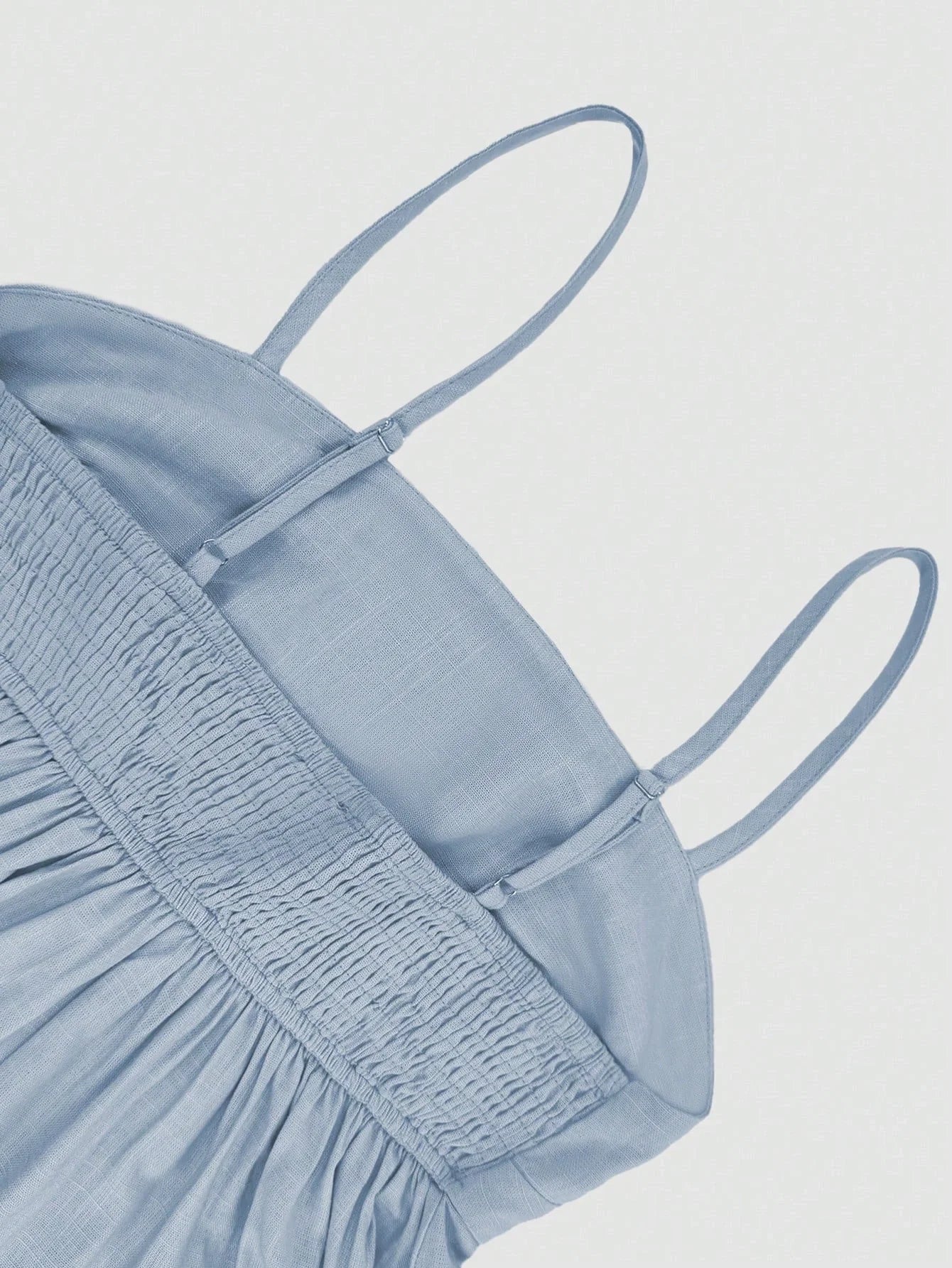 Luxe Light Blue Viscose Linen Blend Dress