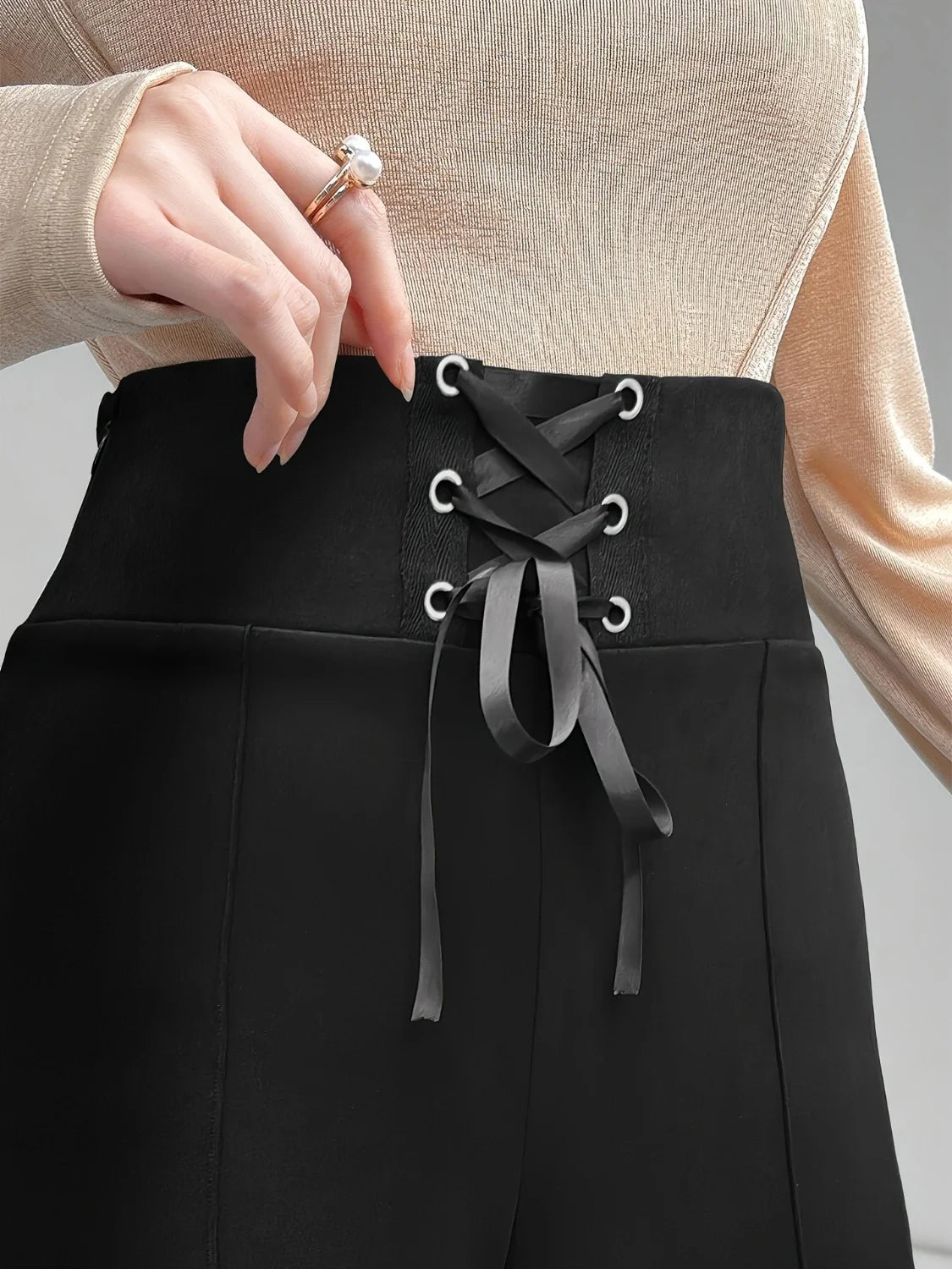 Myra Crisscross Black Trousers