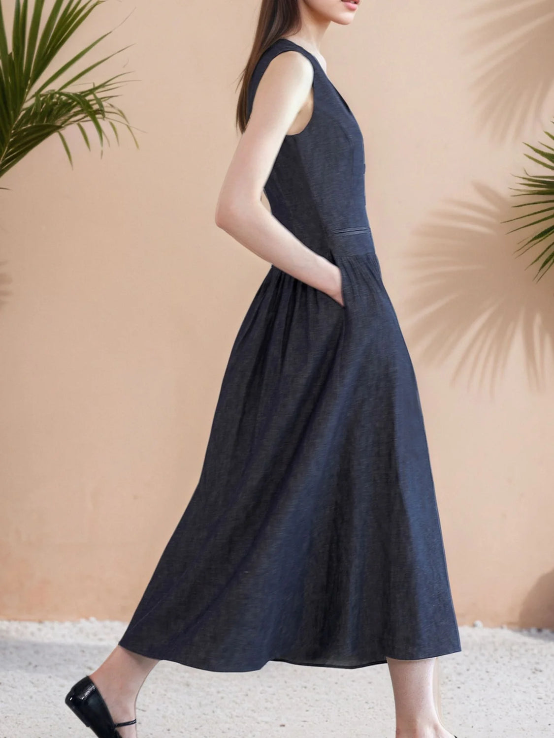 Navy Blue Timeless Lined Dress for Effortless Elegance and Everyday Style