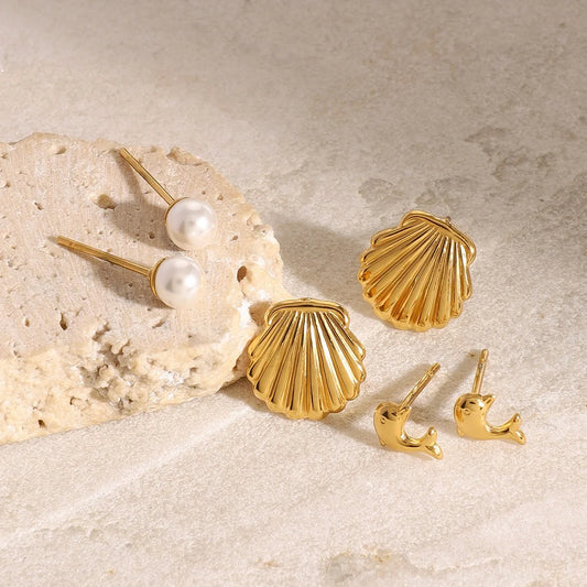 Ocean Dolphin Pearl Earrings