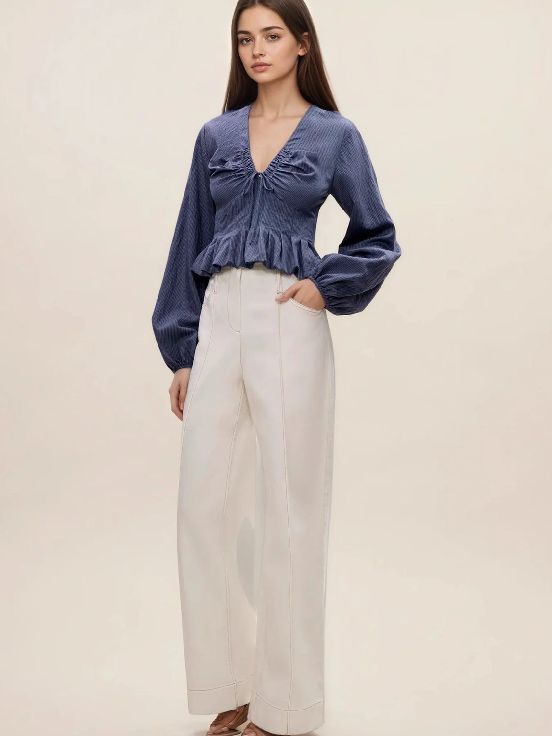 Premium Stretch Peplum Blouse for Effortless Style and Comfort