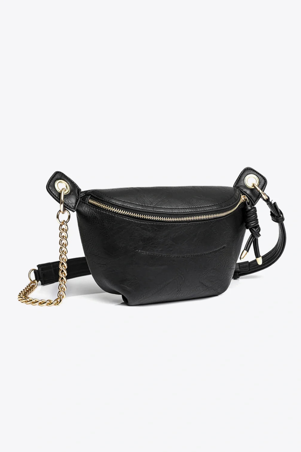 Sleek Black Leather Chain Strap Crossbody Bag