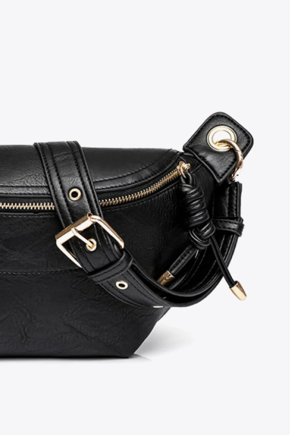 Sleek Black Leather Chain Strap Crossbody Bag