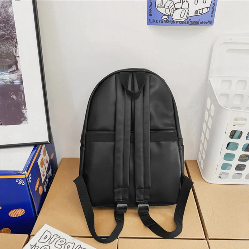 Sleek Leather Zip Backpack
