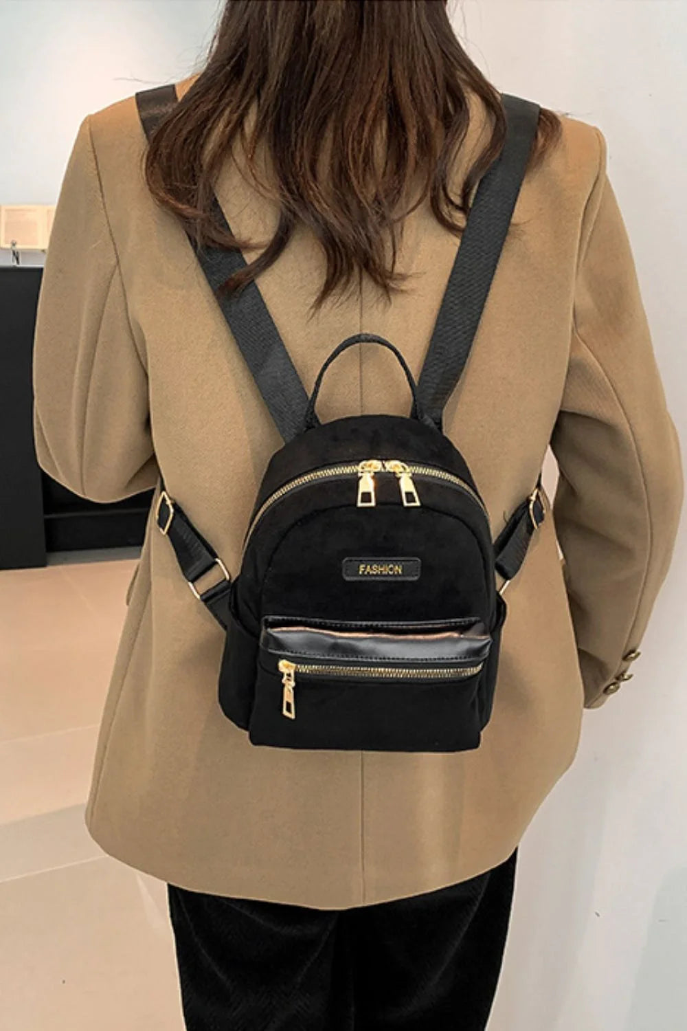 Stylish Suede Adjustable Strap Backpack