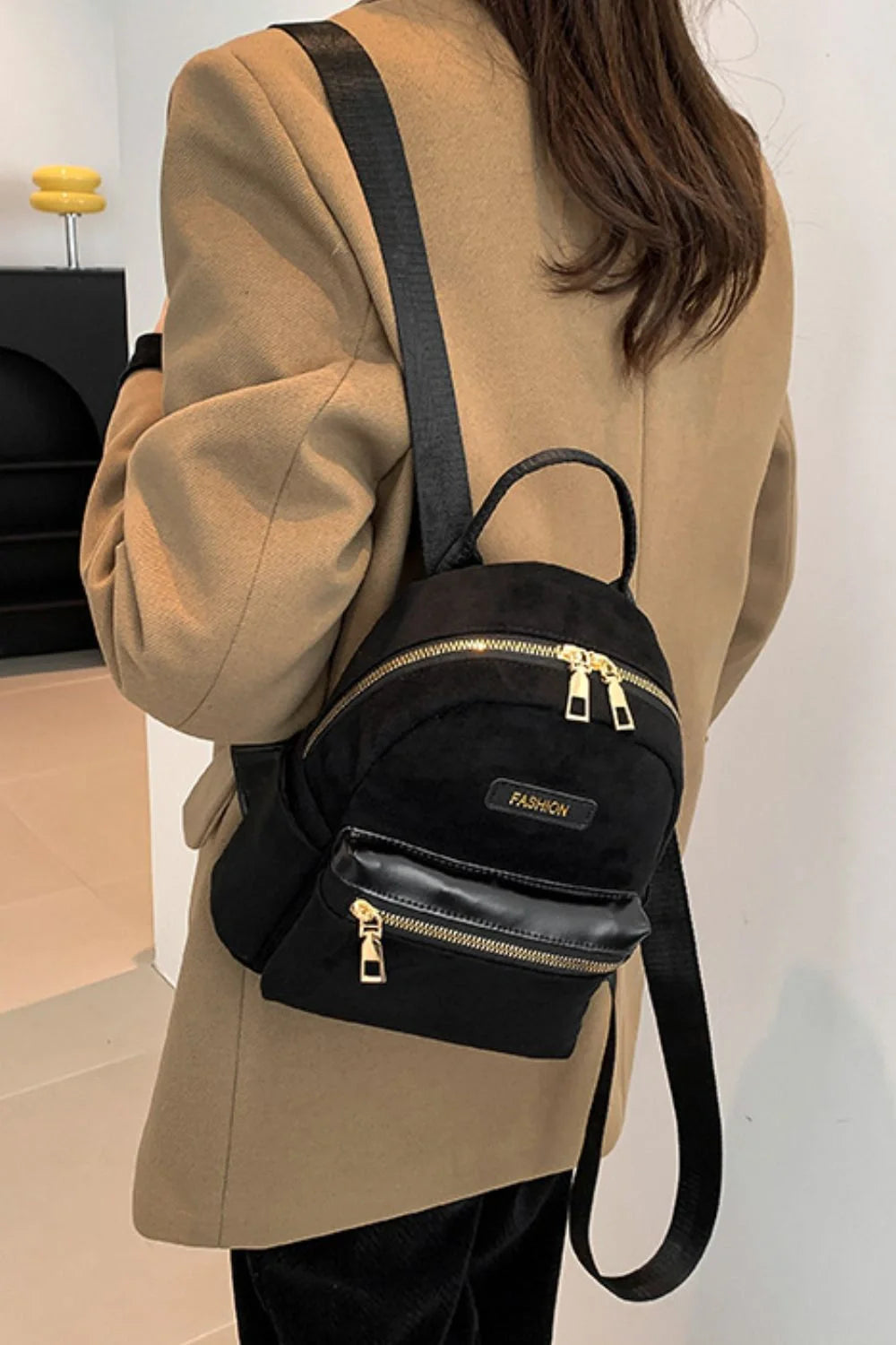 Stylish Suede Adjustable Strap Backpack